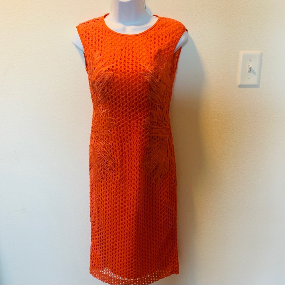 Antonio Melani Lace Orange Sleeveless Dress